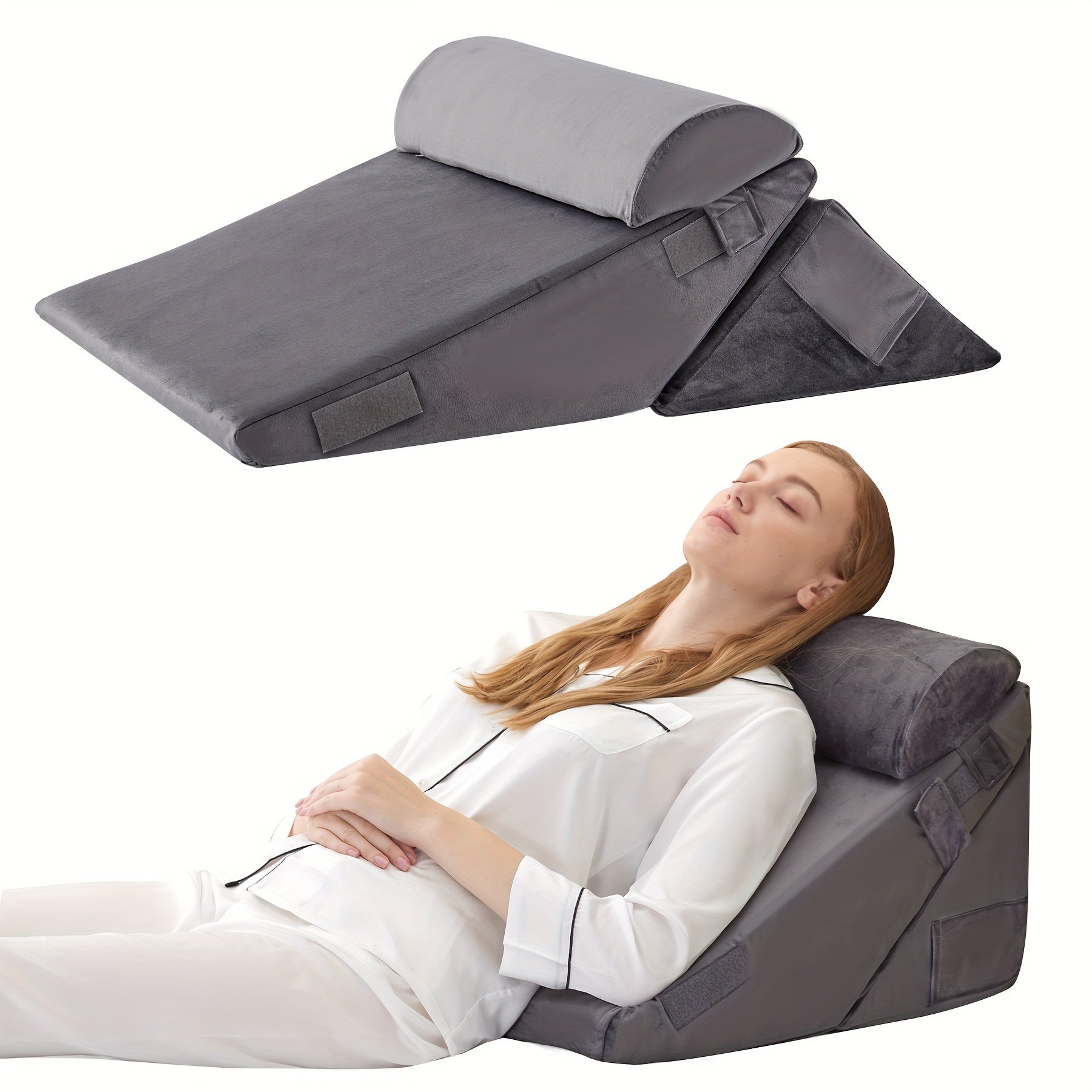 SLEEPLUXE - Cuscino Wedge Regolabile per Comfort, Supporto ed Elevazione delle Gambe