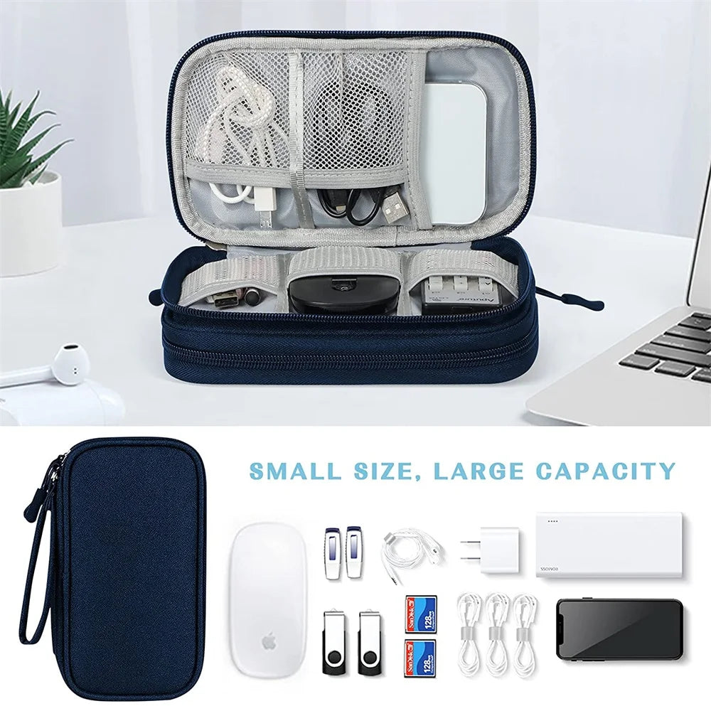 Techviva PackSafe Organizer per Elettronica | 2 strati & impermeabile | Per cavi, caricabatterie, USB & accessori | Compatto & portatile