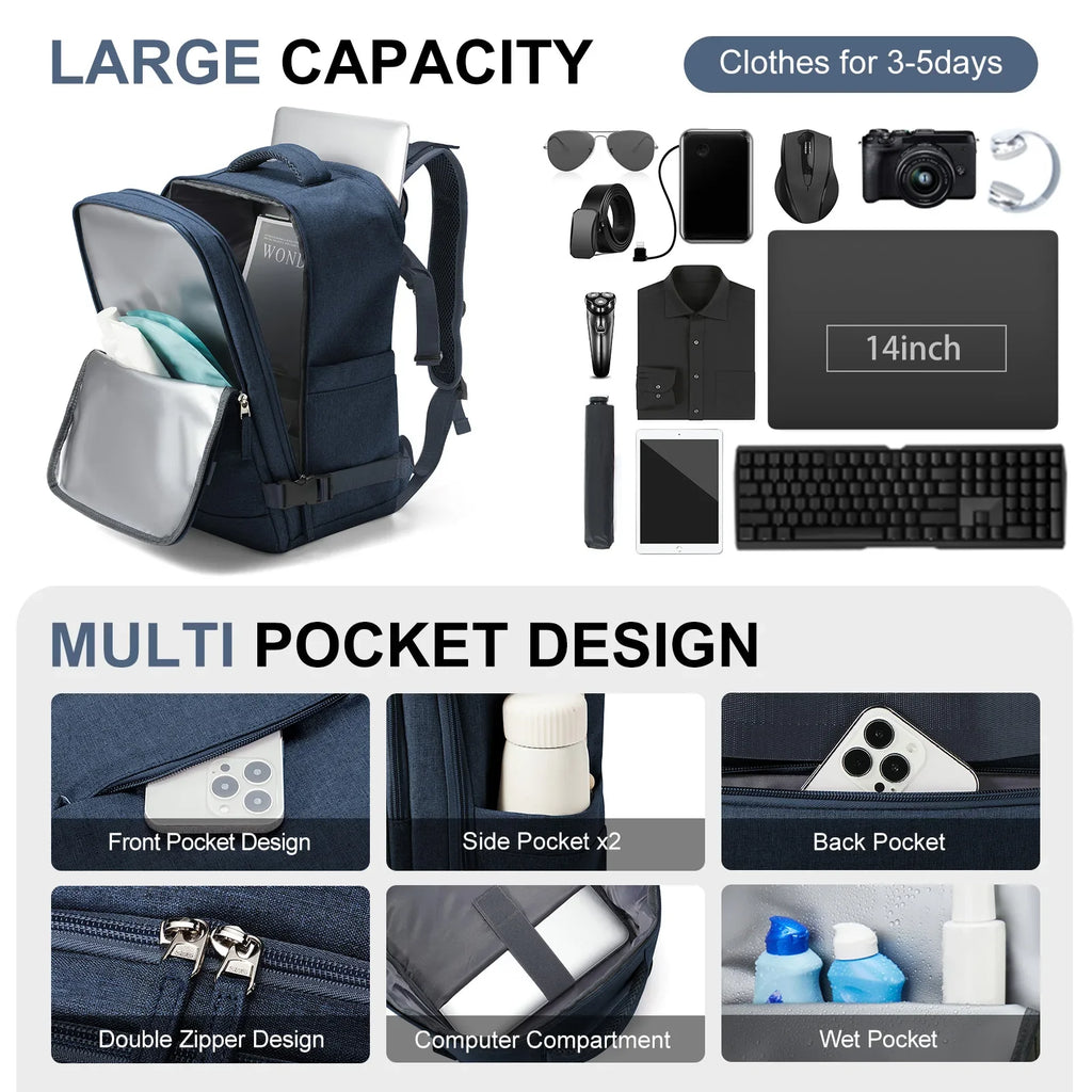 Zaino da Viaggio Travomate | Impermeabile e Versatile | Scomparto per Laptop da 15,6" | Grande Capacità con Separazione Umido-Asciutto