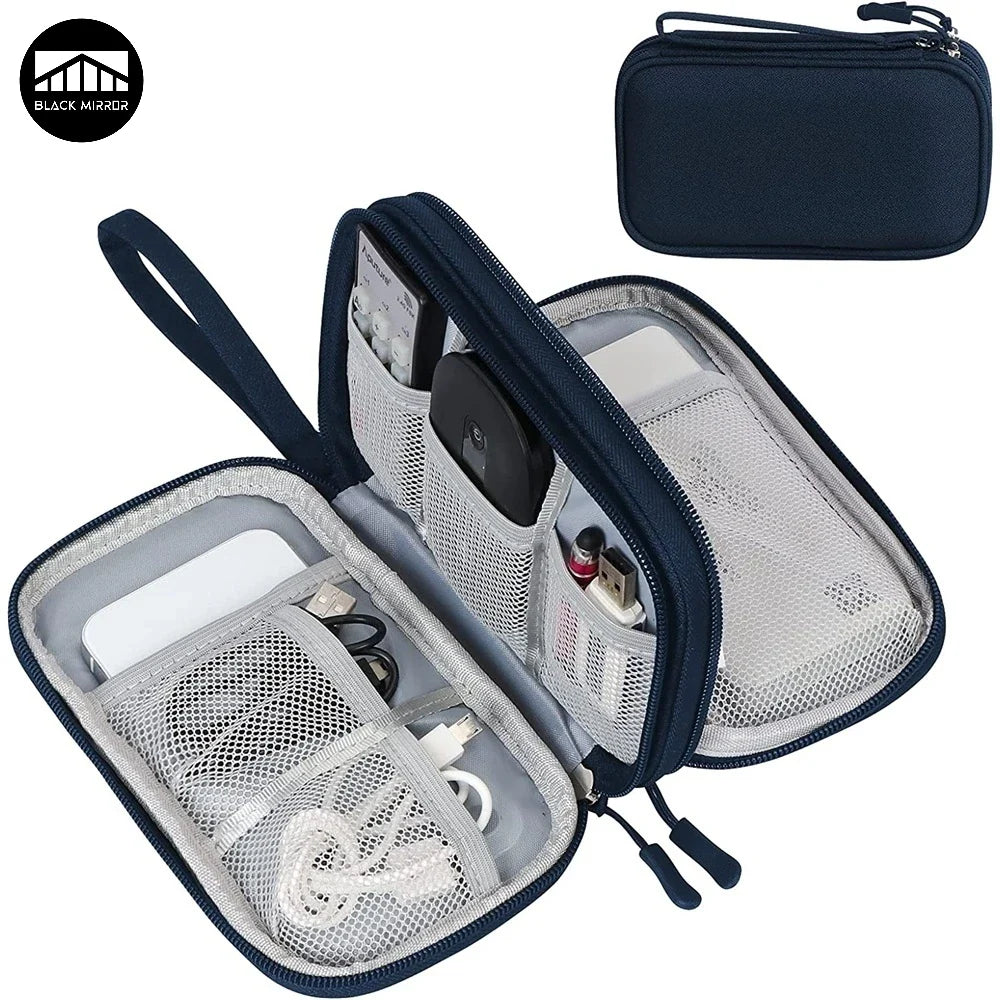 Techviva PackSafe Organizer per Elettronica | 2 strati & impermeabile | Per cavi, caricabatterie, USB & accessori | Compatto & portatile