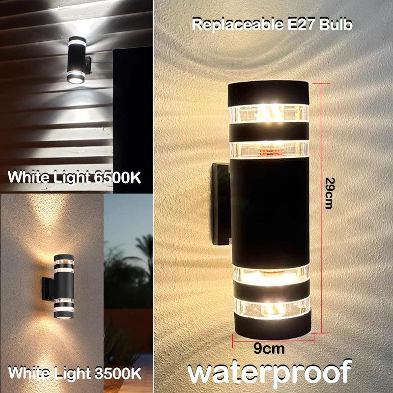 LumiBloc LED Applique da Esterno | Effetto Up & Down | Attacco E27 | Impermeabile IP65 | Design Moderno per Giardino e Balcone
