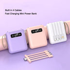 Mini-Powerbank con Display a Specchio | 20.000 mAh | Funzione di Ricarica Rapida & Cavi Integrati | Per iPhone, Samsung, Xiaomi e altro