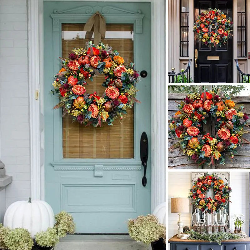 Autumna Charm Ghirlanda Autunnale | Zucca & Rattan | 40 cm | Decorazione Artigianale per Autunno & Ringraziamento