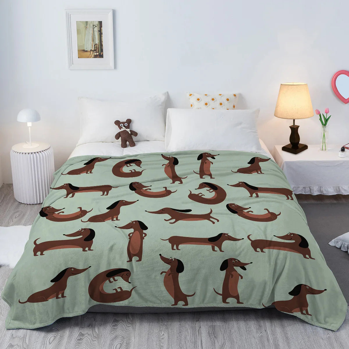 Coperta in Fleece DoxiDream | Morbido Flanella | Stampa Dachshund | Divano & Letto