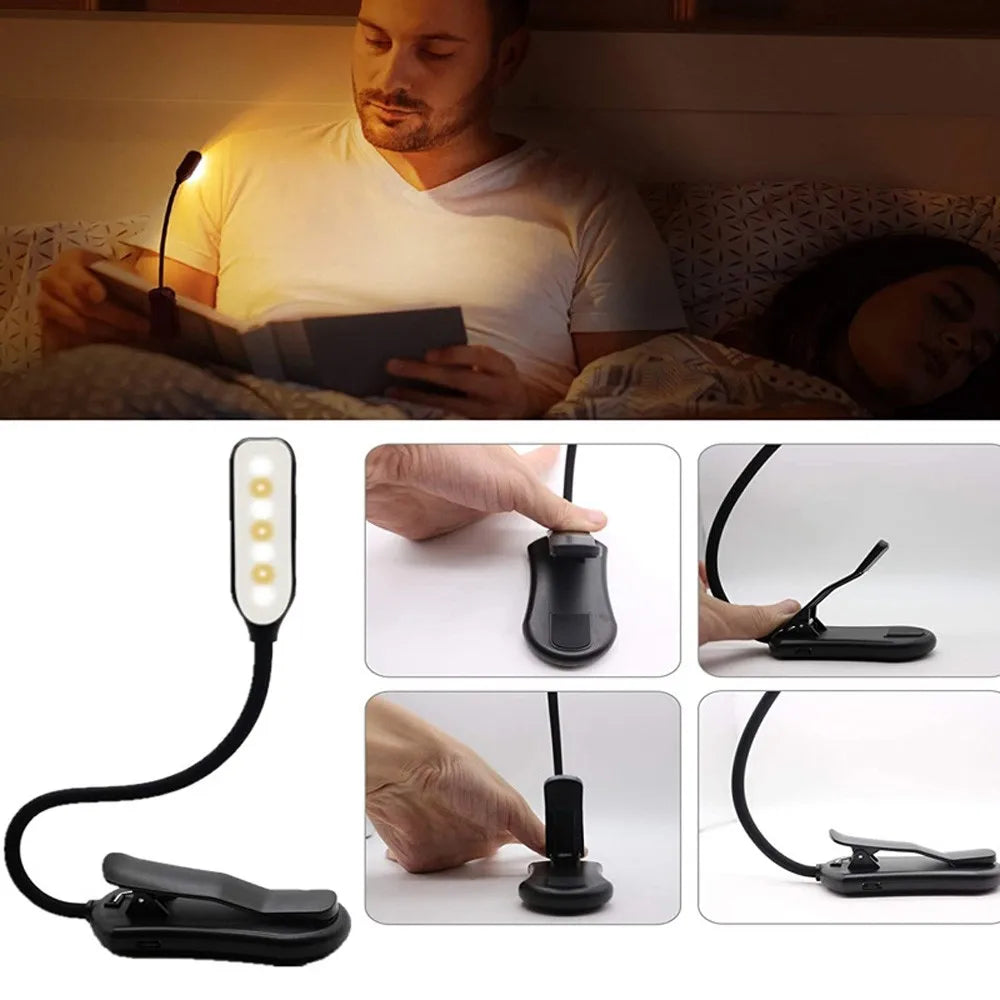 LumiLeaf 7 LED Lampada da Lettura | Ricaricabile USB | 3 Temperature di Colore & 9 Livelli di Luminosità | Flessibile & Delicata per gli Occhi