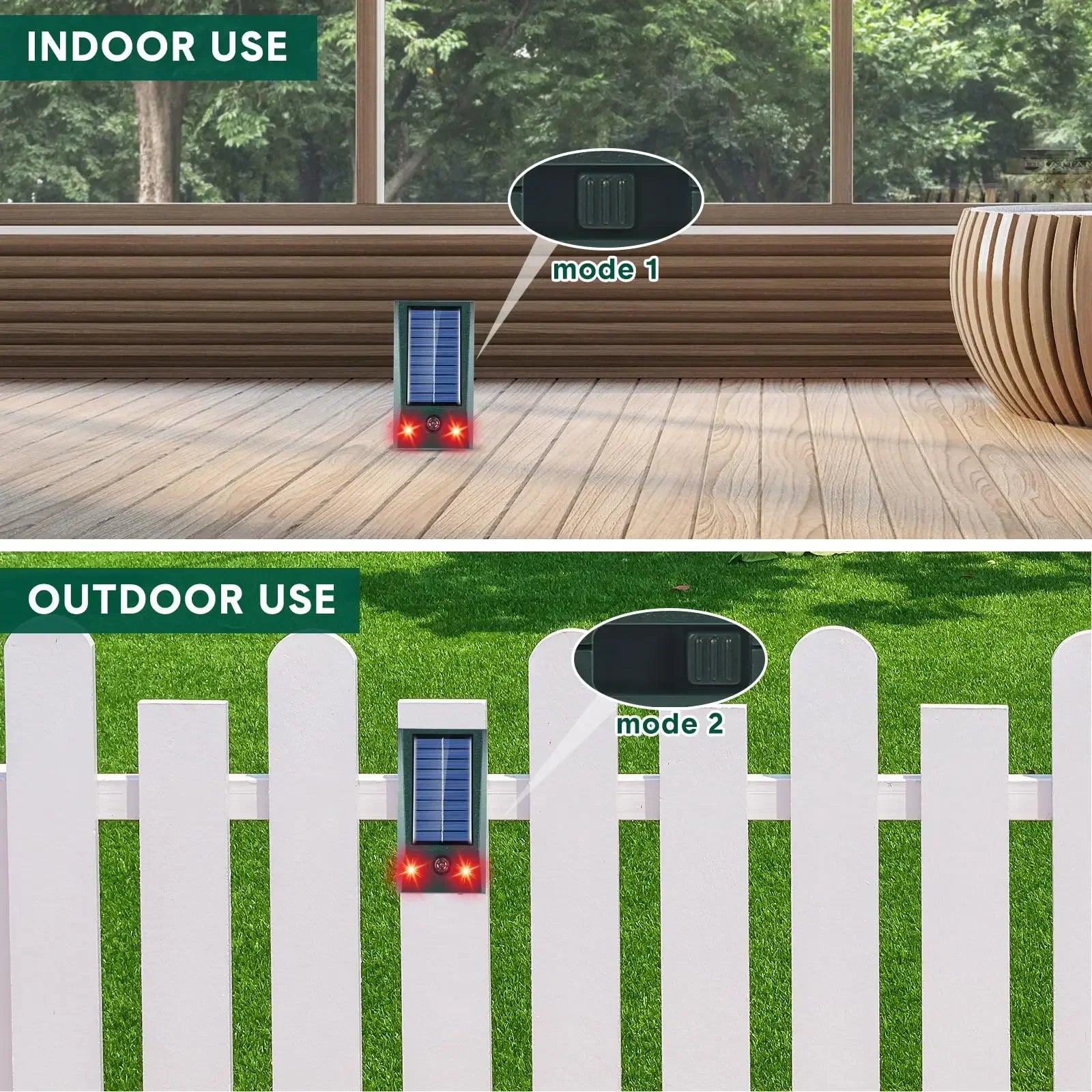 SolarGuardix Repellente per Uccelli ad Ultrasuoni Solare | Con LED e Sensore di Movimento | Impermeabile IP58 | Copertura di 600 m²