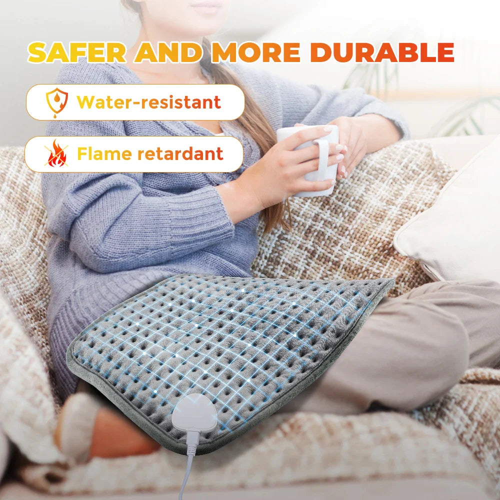 CosiTherm Cuscino Riscaldante | 9 Livelli di Temperatura & 4 Opzioni Timer | Microfibra Super Morbida | 58×29 cm