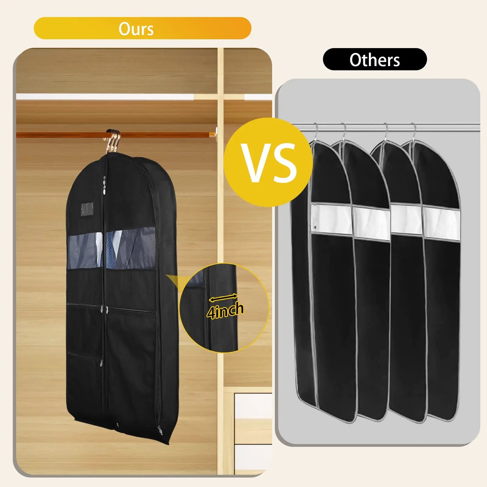 ReiseKleider Sacco per abiti da viaggio | Zip doppio lato & Tasche XXL | Traspirante & Trasparente | Organizer per abiti appesi da 43 pollici
