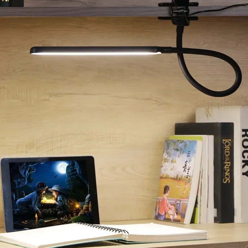 Lampada a morsetto LED LumaFlex | 3 temperature di colore & 10 livelli di luminosità | Funzionamento USB | Braccio flessibile | Amica degli occhi & Dimmerabile