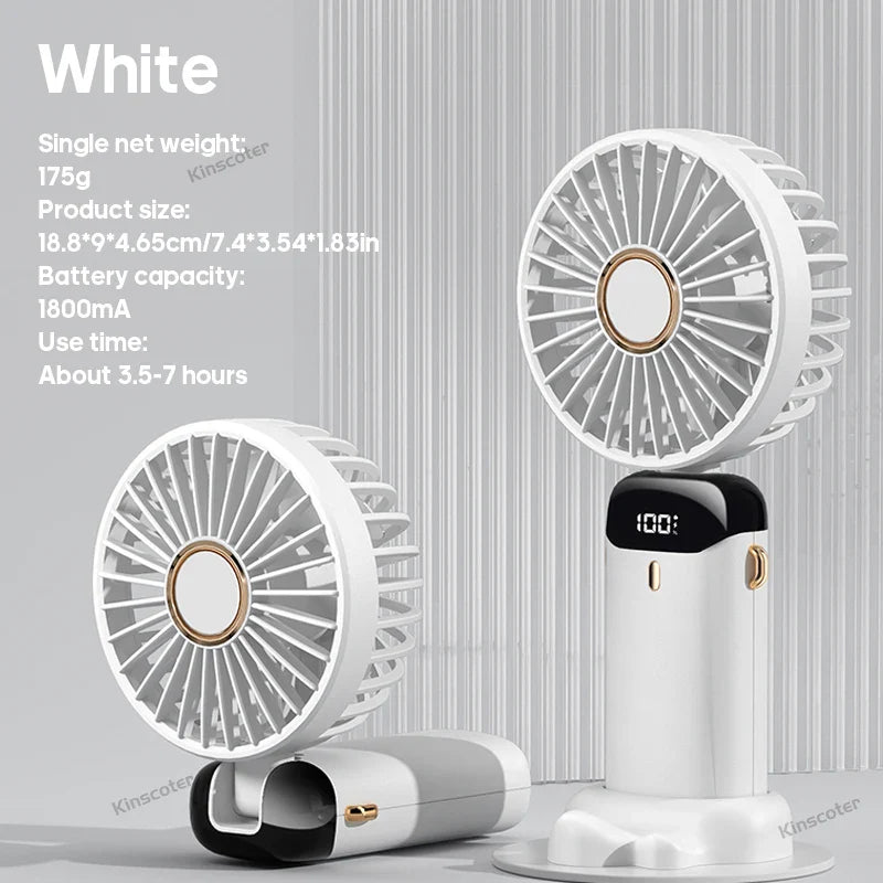 AERIONIQ Mini-Ventilatore 3-in-1 | Display LED | 5 Velocità | Batteria con Funzione Powerbank | Portatile & da Appoggiare
