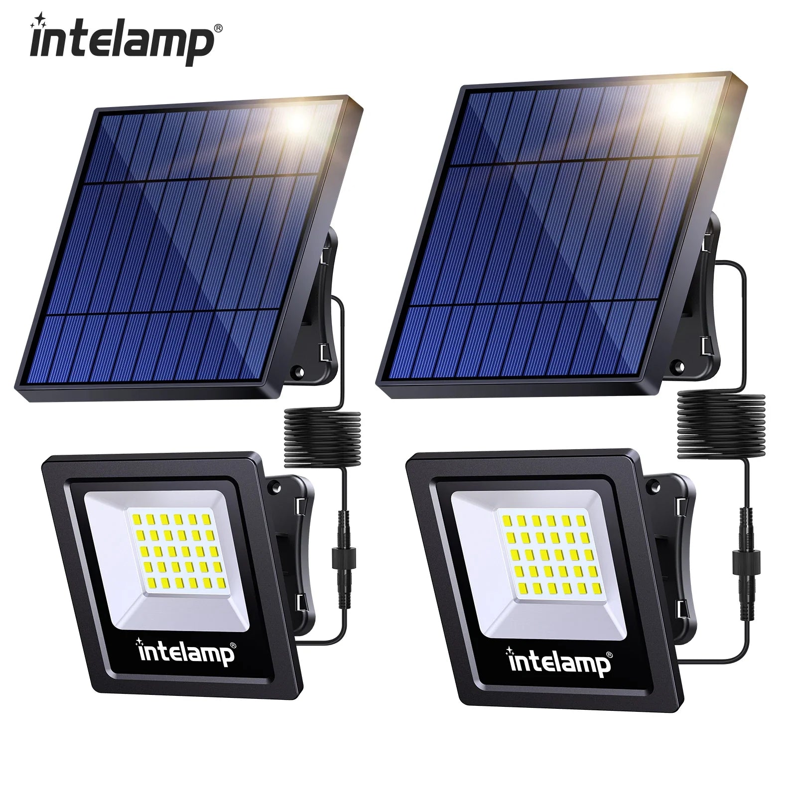 Faro di Sicurezza Solare LED LumiSecure Duo | Set da 2 | 1200LM Super Luminoso | Impermeabile IP65 | Giardino, Cortile & Terrazza