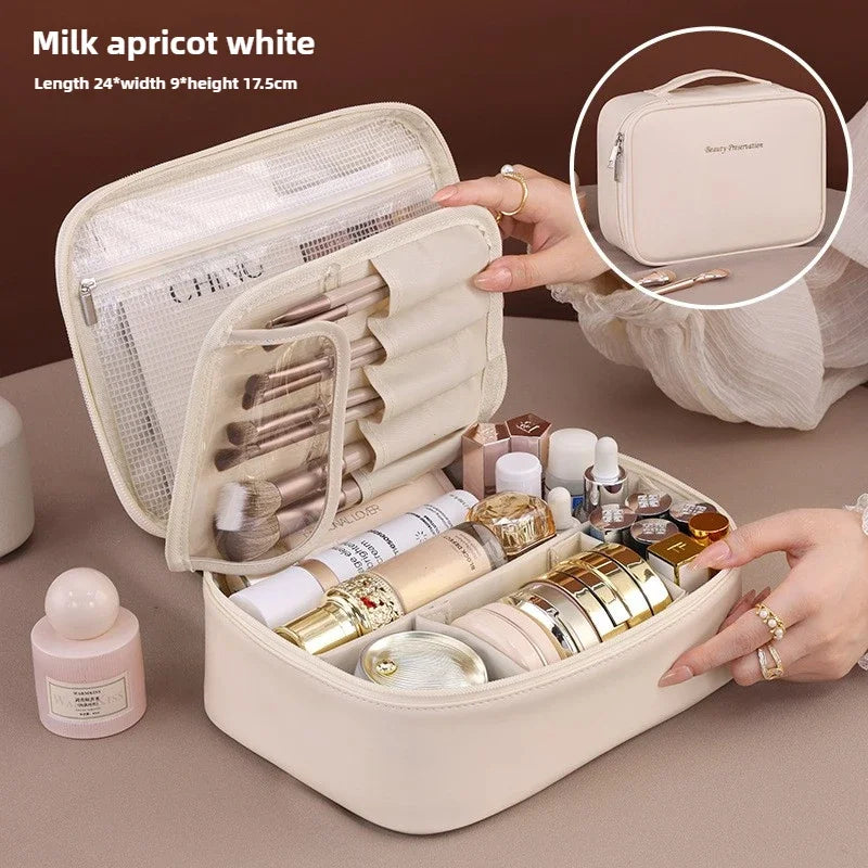 VELINIA Pochette per Cosmetici Donna | Grande Capacità | Impermeabile & Lussuosa | Pelle PU