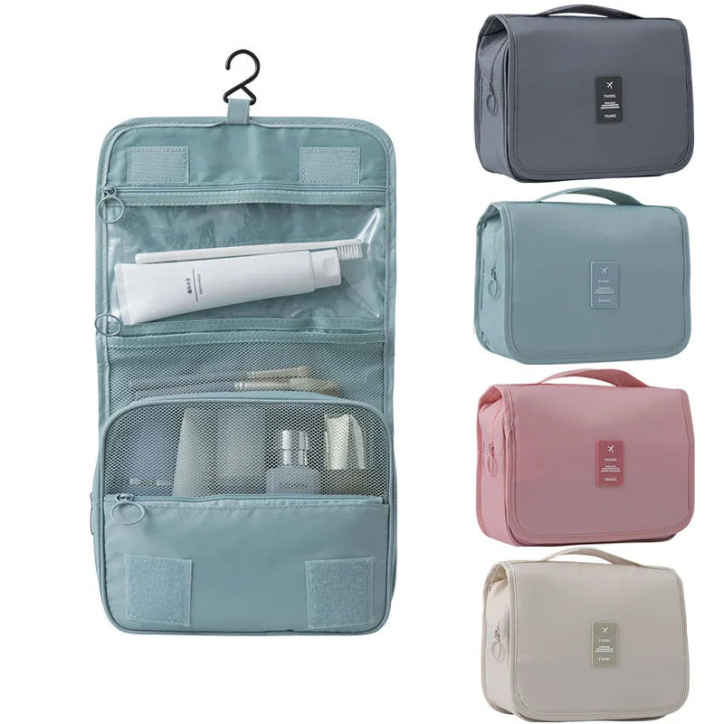Beauty case da viaggio appeso | 6 scomparti & scomparto per umidità | Compatto & Versatile | Poliestere idrorepellente