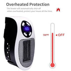 ThermoEase 350W Riscaldatore Compatto | Riscaldamento a presa a muro con telecomando | Display LED & Timer | Spina girevole a 180°