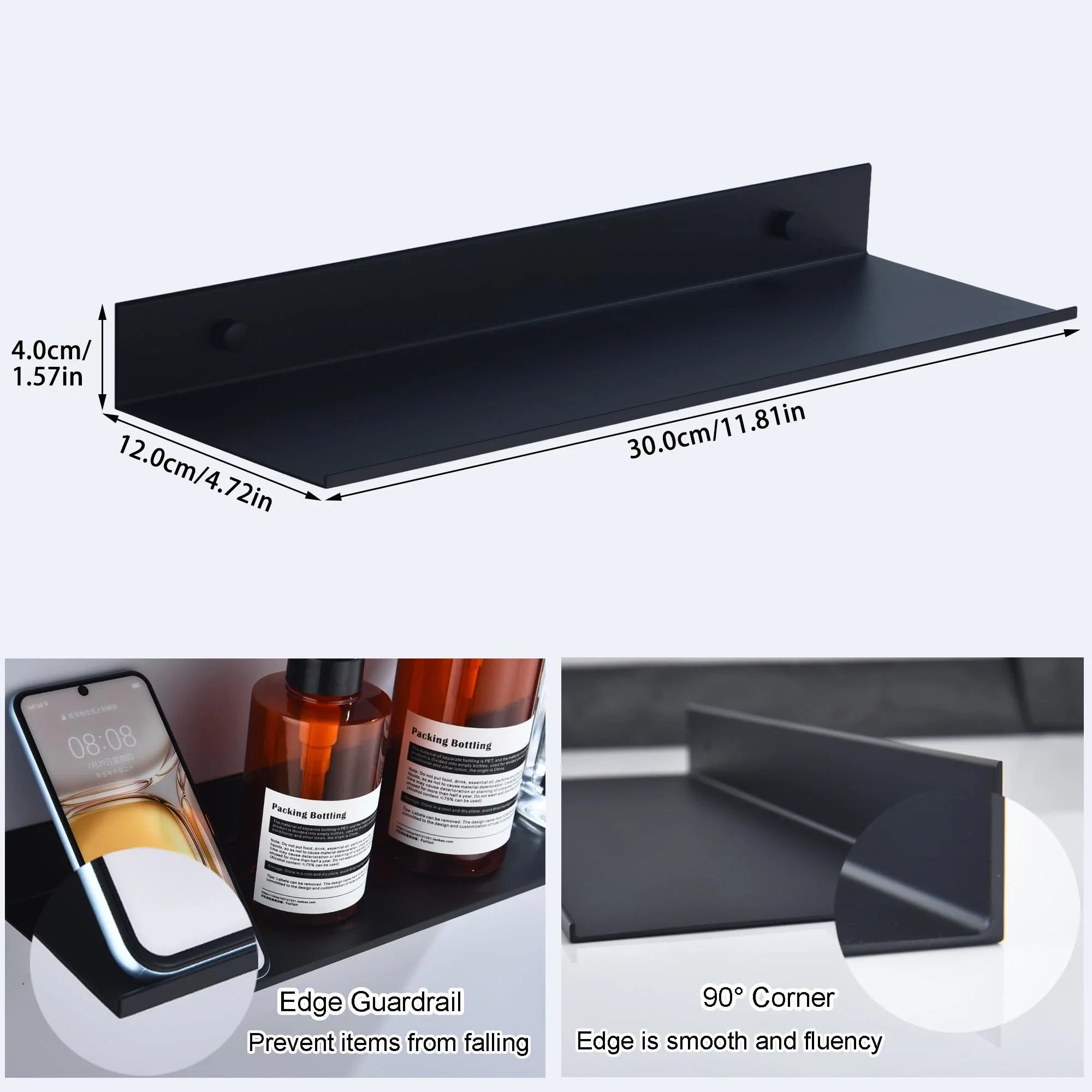 Metallura | Mensola da parete in metallo | Mensola sospesa 30/40/50 cm | Soluzione salvaspazio per bagno, cucina e camera da letto