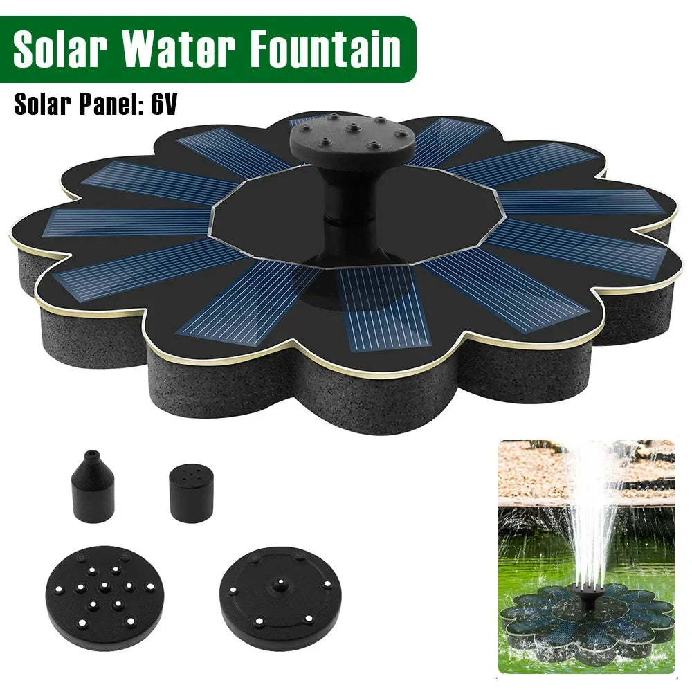 Fontana da giardino solare Spring | 5 ugelli intercambiabili | Risparmio energetico e senza manutenzione | Per laghetto, abbeveratoio per uccelli e balcone
