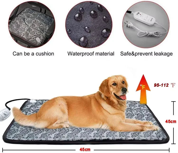 Tappetino riscaldabile per animali PawTherm | Controllo della temperatura & timer | Impermeabile & Sicuro | Per cani & gatti