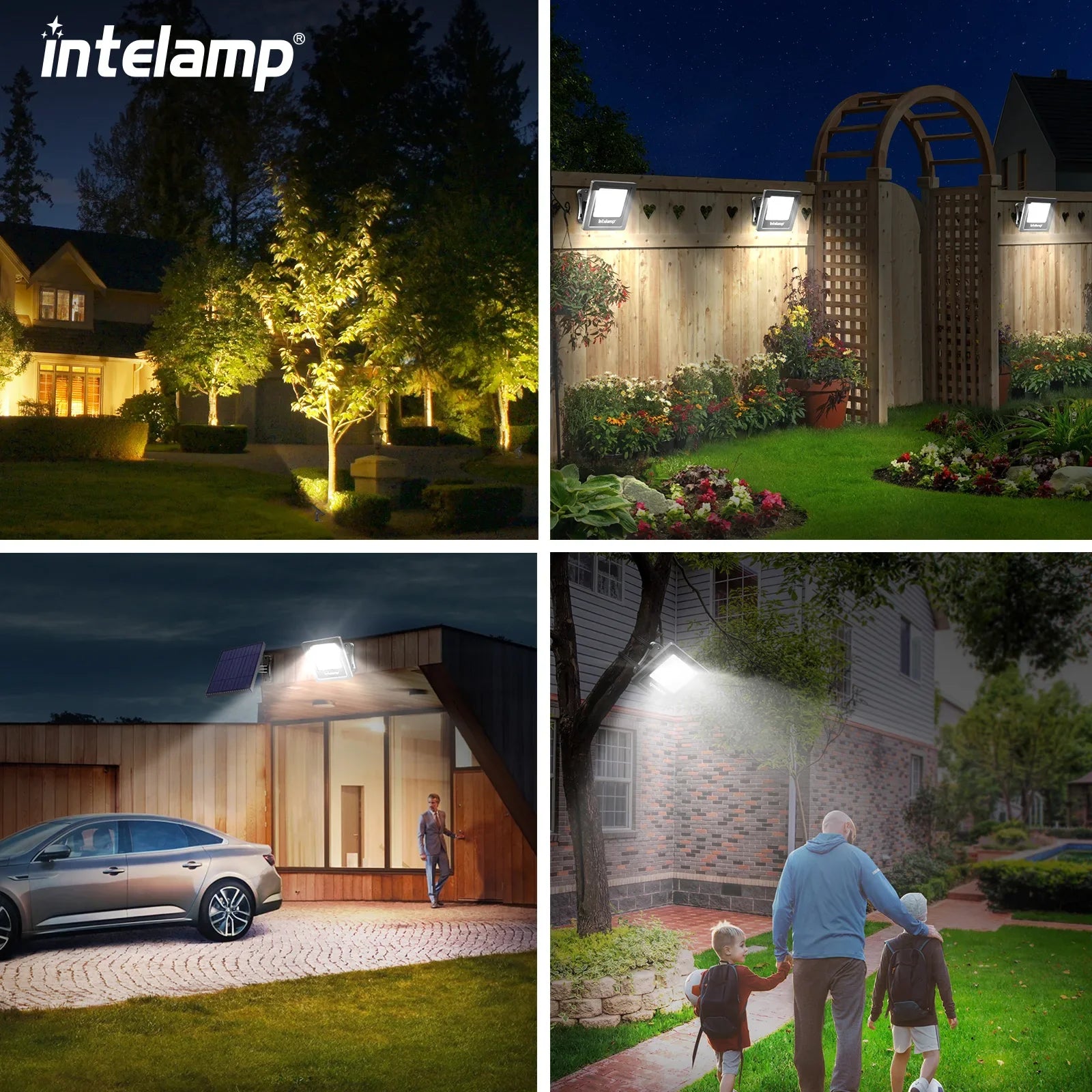 Faro di Sicurezza Solare LED LumiSecure Duo | Set da 2 | 1200LM Super Luminoso | Impermeabile IP65 | Giardino, Cortile & Terrazza
