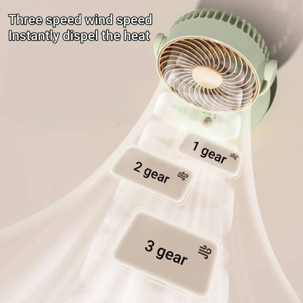 Ventilatore da tavolo BreezeLoop con rotazione a 360° | Ventilatore USB con 3 velocità e batteria | Silenzioso e compatto | Per ufficio, camera da letto e casa