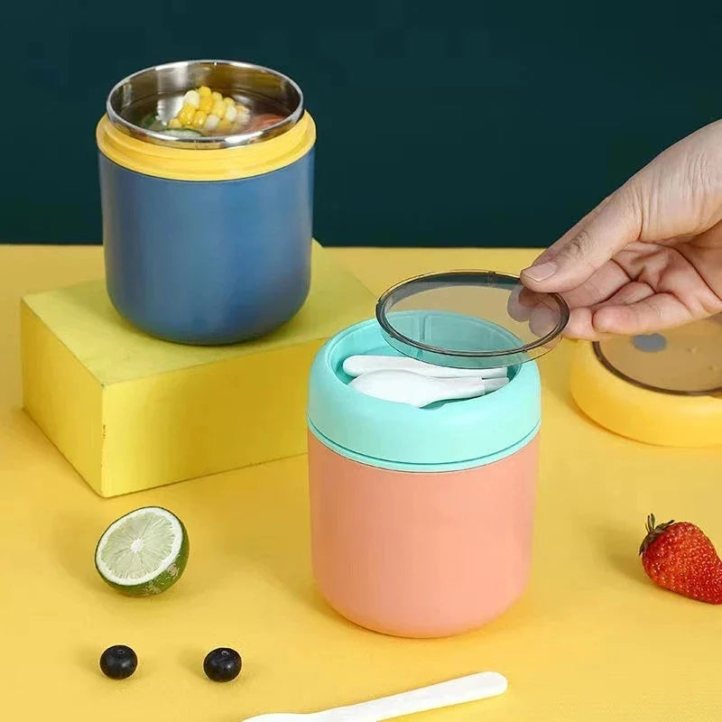 ThermoMea Contenitore Termico in Acciaio Inossidabile | 530 ml / 710 ml | Tazza Isolata per Zuppe e Pranzo | Antifuga e Durevole