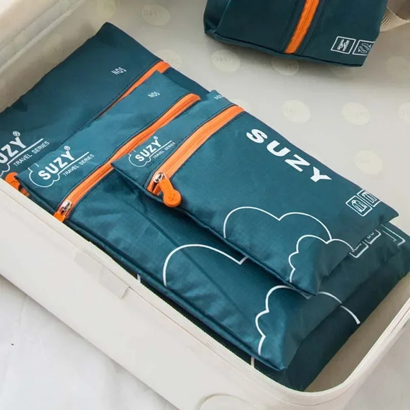 Set di Organizer da Viaggio Packavio 7 Pezzi | Tasche per Valigia per Abbigliamento e Scarpe | Salvaspazio e Resistente all'Acqua