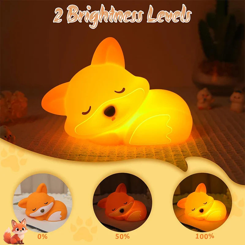 Luce notturna Fuchs in silicone | Ricaricabile, dimmerabile e con timer | Idea regalo carina per bambini e adulti