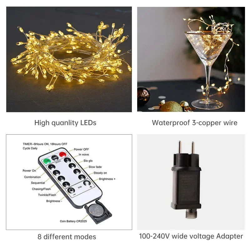 Catena di luci LED Cluster Lumistra | Bianco caldo & Bianco freddo | 36 m Filo d'argento | Impermeabile IP44 | Per Natale, matrimoni & feste