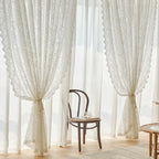 VELORÉE - Tenda in Pizzo Stile Country Francese con Dettaglio della Coda di Fenice con Perline