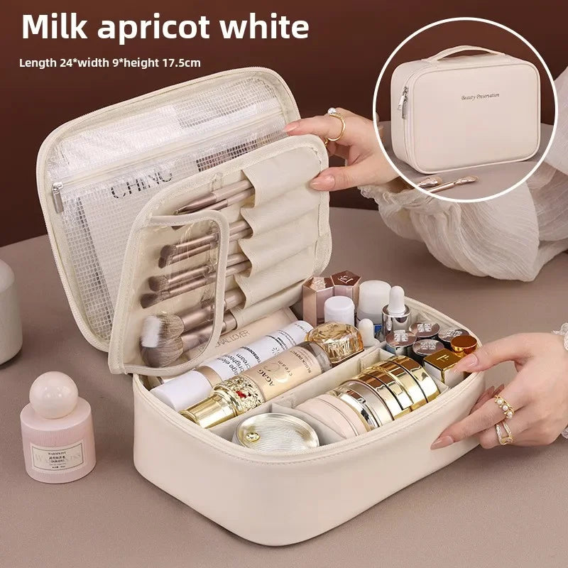 VELINIA Pochette per Cosmetici Donna | Grande Capacità | Impermeabile & Lussuosa | Pelle PU