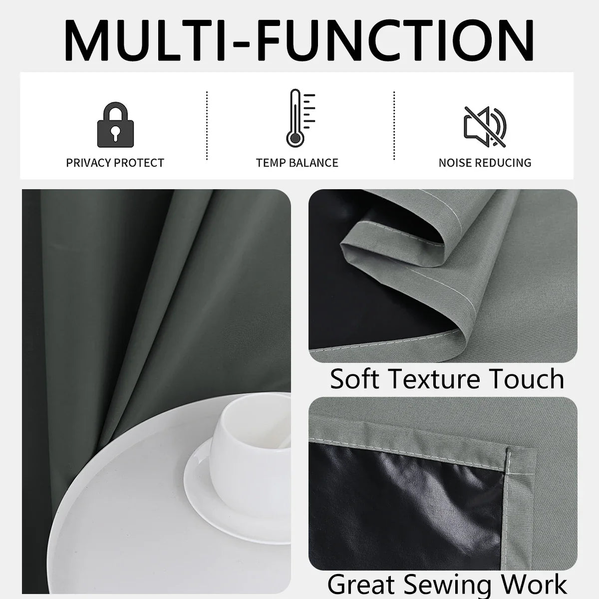 LUXEDRAPE - Tende moderne 100% oscuranti con rivestimento per camera da letto e soggiorno