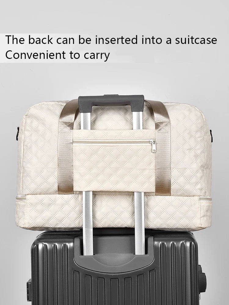 Raumio TravelFlex Borsa da viaggio leggera con motivo a rombi | Grande borsa sportiva e da weekend con scomparto per scarpe e scomparto per umido | Adatta per il bagaglio a mano e pieghevole