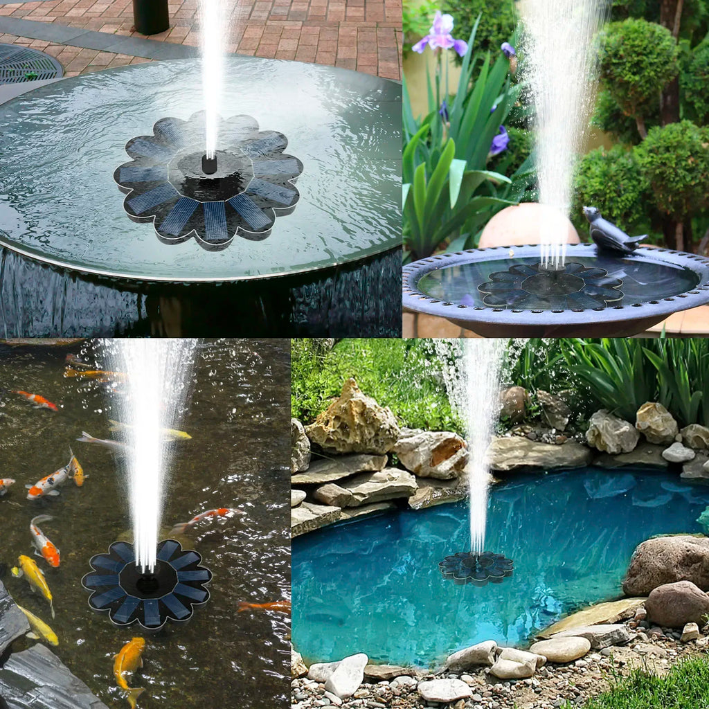 Fontana da giardino solare Spring | 5 ugelli intercambiabili | Risparmio energetico e senza manutenzione | Per laghetto, abbeveratoio per uccelli e balcone