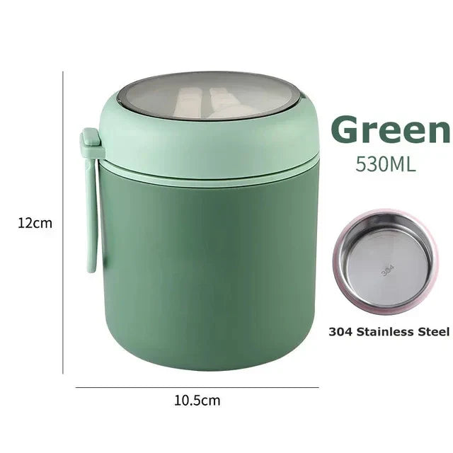 ThermoMea Contenitore Termico in Acciaio Inossidabile | 530 ml / 710 ml | Tazza Isolata per Zuppe e Pranzo | Antifuga e Durevole