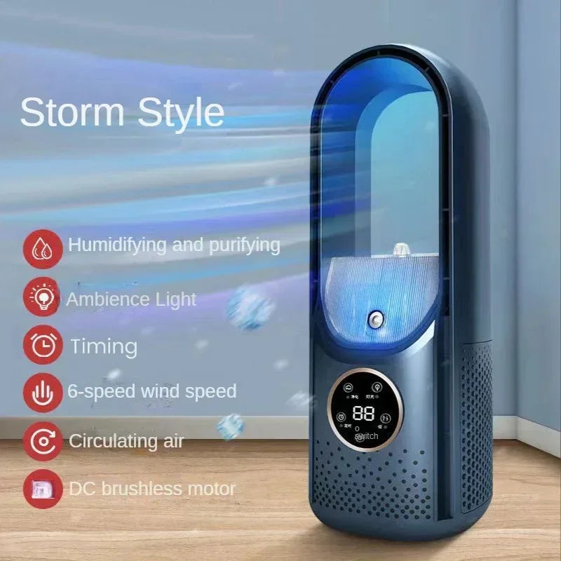 AeroCool Breeze Ventilatore Senza Pale 2026 | 6 Velocità | Raffreddatore d'aria e Umidificatore Silenzioso | Porta USB | Per Ufficio e Casa