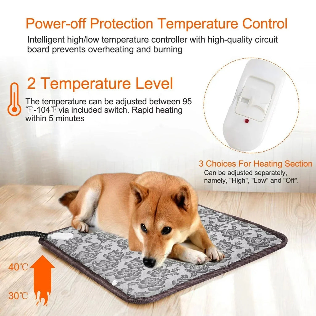 Tappetino riscaldabile per animali PawTherm | Controllo della temperatura & timer | Impermeabile & Sicuro | Per cani & gatti