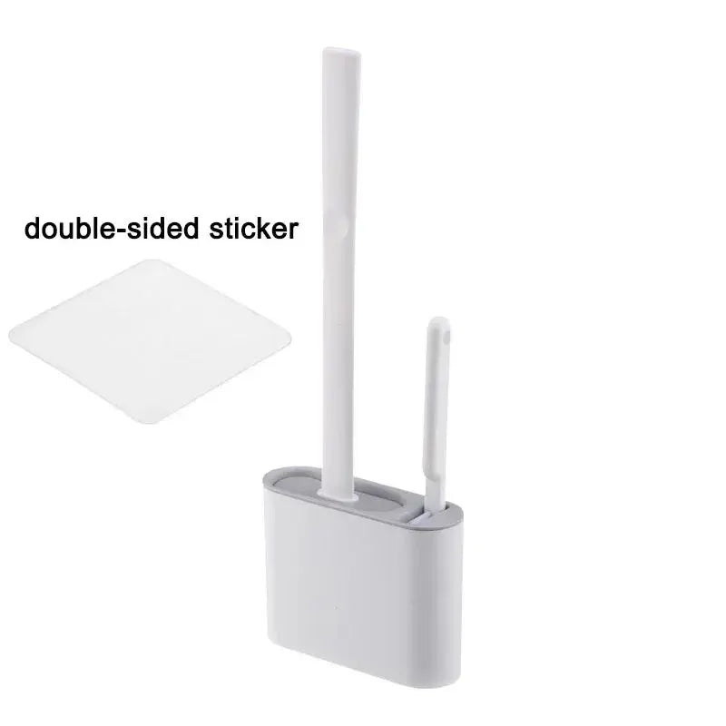 Spazzola per WC HygieBrush DuoClean | Set di spazzole per WC in silicone 2-in-1 con supporto a muro | Antibatterico e salvaspazio
