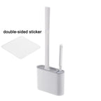 Spazzola per WC HygieBrush DuoClean | Set di spazzole per WC in silicone 2-in-1 con supporto a muro | Antibatterico e salvaspazio