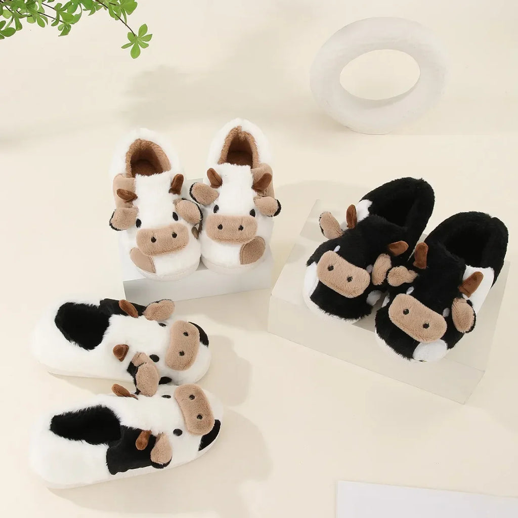MooVera | Pantofole Invernali Design Mucca | Morbide & Calde | Antiscivolo & Confortevoli | Pantofole in Cotone Unisex per Donne & Uomini