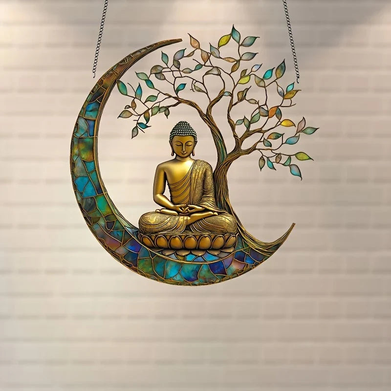 Suncatcher in Acrilico ZenLight | Decorazione Buddha 2D | Accessorio per Finestra e Casa | Design Spirituale degli Ambienti