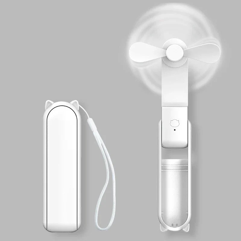 Mini Ventilatore a Mano Breezella | Ricaricabile USB | 3 Velocità | Pieghevole & Funzione Powerbank | Batteria da 2000 mAh