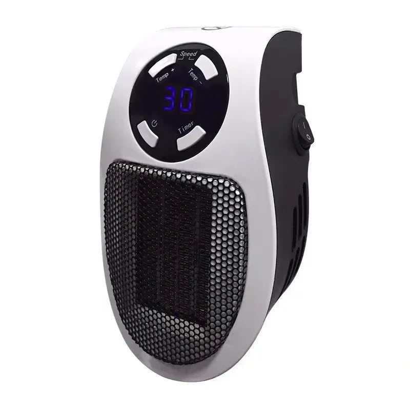 ThermoEase 350W Riscaldatore Compatto | Riscaldamento a presa a muro con telecomando | Display LED & Timer | Spina girevole a 180°