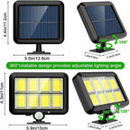 LuminaX Solar | 100 COB LED Lampada Solare | IP65 | Sensore di Movimento & 3 Modalità | Illuminazione Esterna Senza Fili