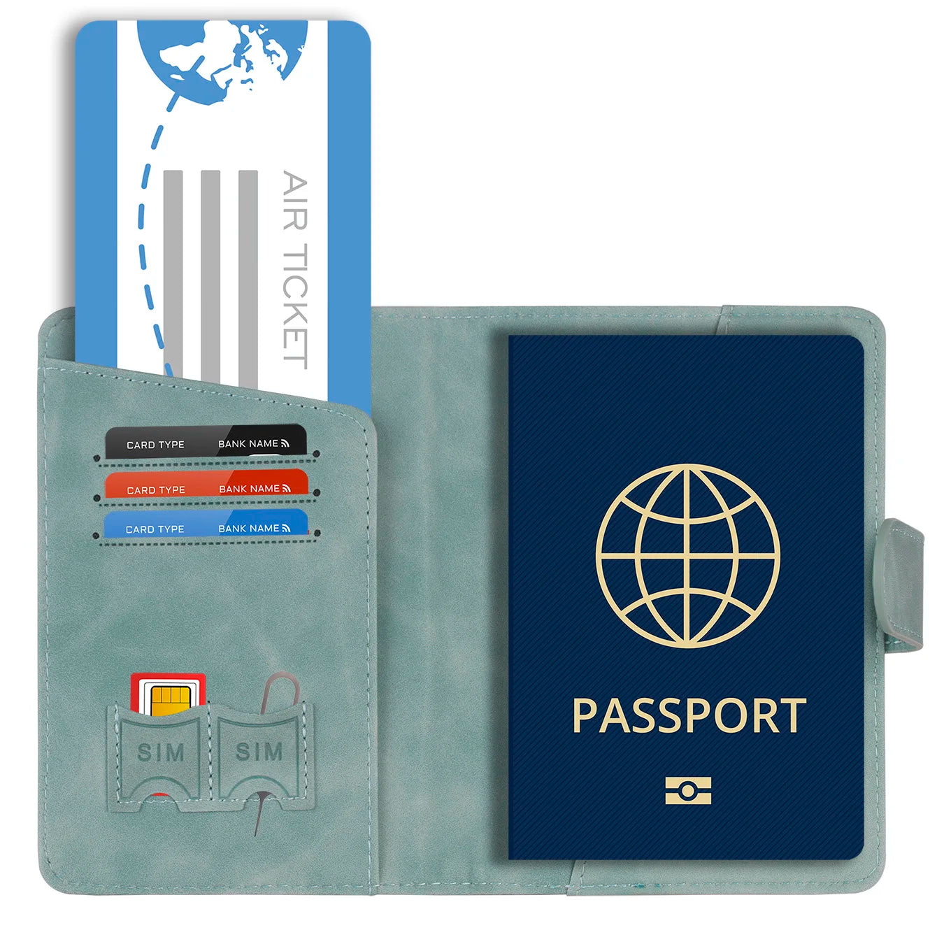 Copertura per passaporto Travello | Protezione RFID | Aspetto pelle vera | Per donne e uomini