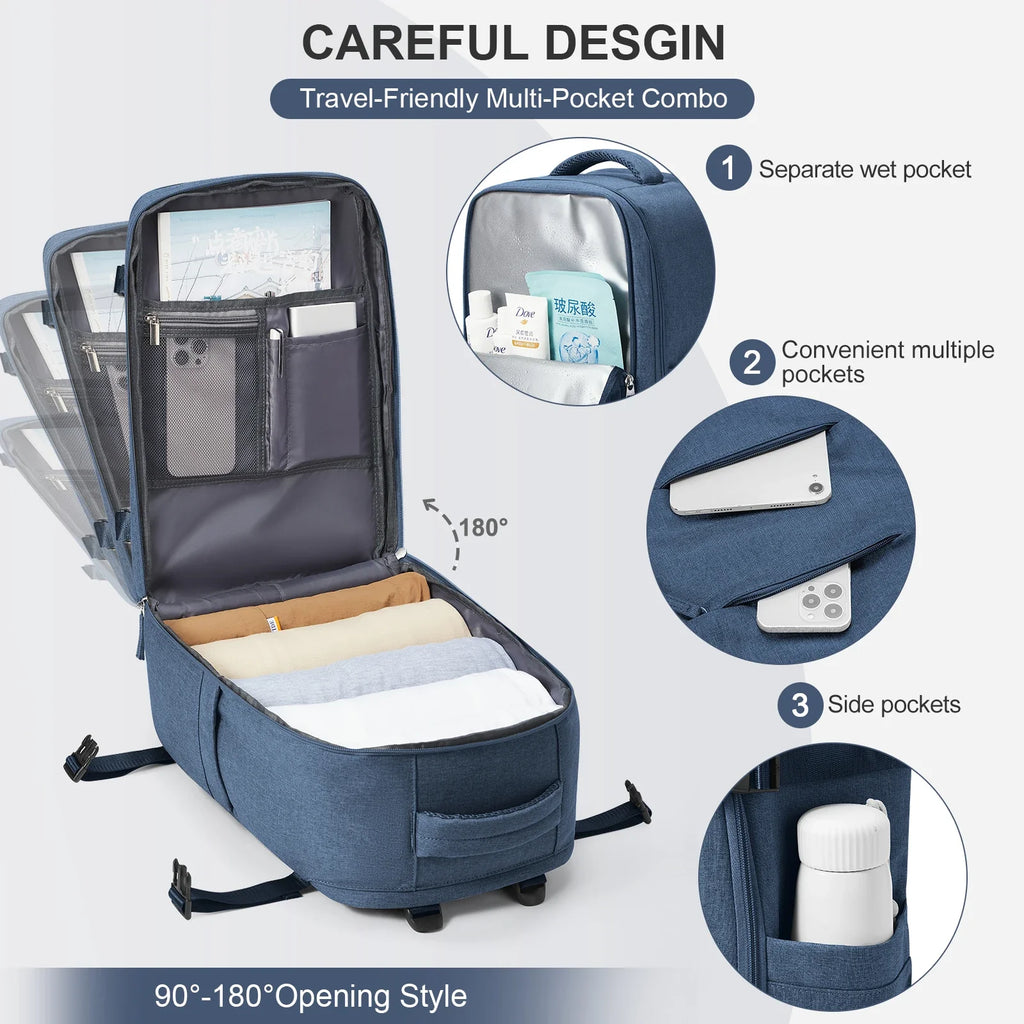 Zaino da Viaggio Travomate | Impermeabile e Versatile | Scomparto per Laptop da 15,6" | Grande Capacità con Separazione Umido-Asciutto
