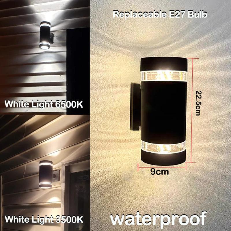 LumiBloc LED Applique da Esterno | Effetto Up & Down | Attacco E27 | Impermeabile IP65 | Design Moderno per Giardino e Balcone