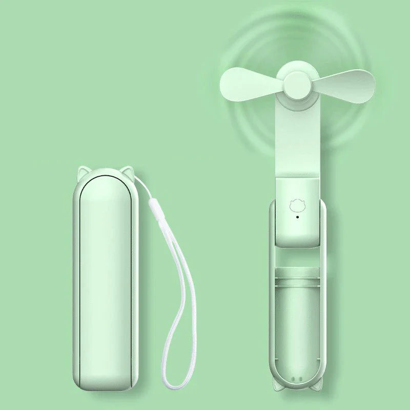 Mini Ventilatore a Mano Breezella | Ricaricabile USB | 3 Velocità | Pieghevole & Funzione Powerbank | Batteria da 2000 mAh
