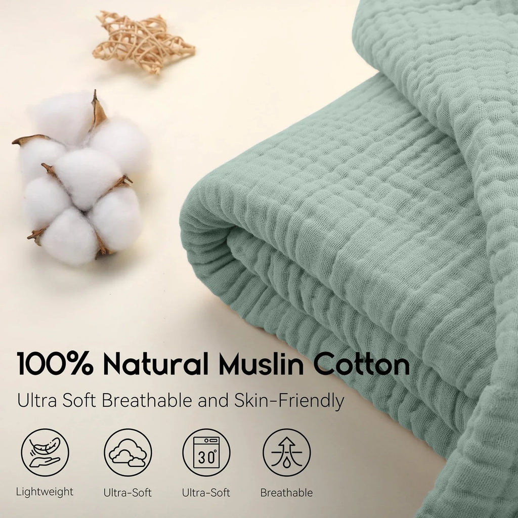 CottonBreeze | Coperta in Mussola di 100 % Cotone | 6 strati, Traspirante & Leggera | Per Divano & Letto