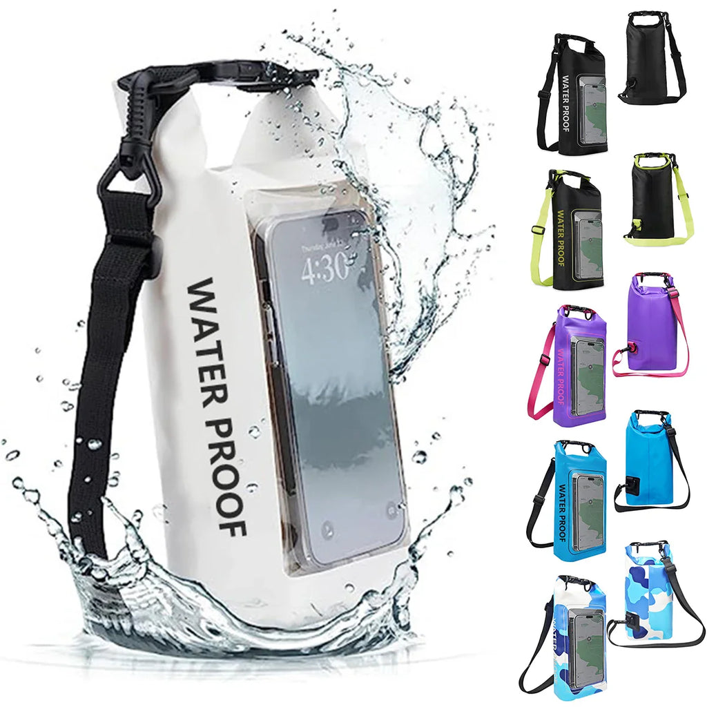 AquaVault Borsa Impermeabile 2L | Con Finestra Touchscreen | Borsa Outdoor per Kayak, Trekking & Sport Acquatici