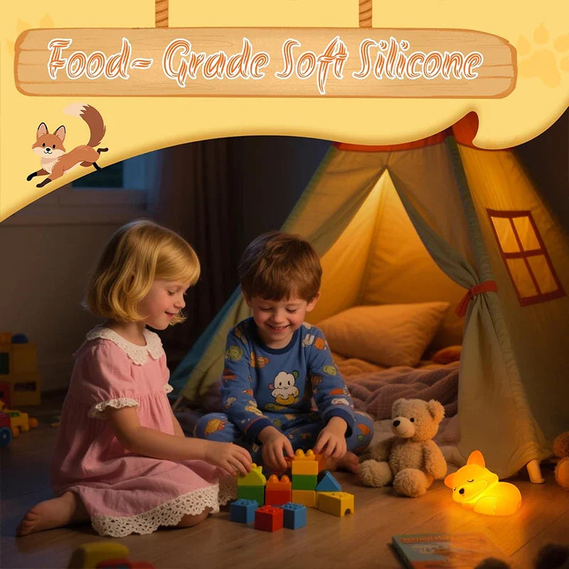 Luce notturna Fuchs in silicone | Ricaricabile, dimmerabile e con timer | Idea regalo carina per bambini e adulti