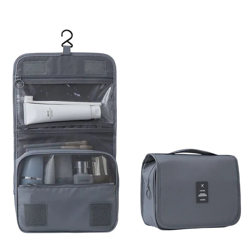 Beauty case da viaggio appeso | 6 scomparti & scomparto per umidità | Compatto & Versatile | Poliestere idrorepellente
